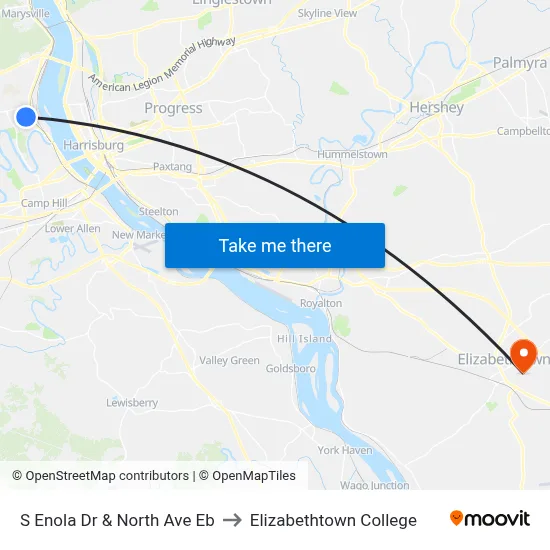 S Enola Dr & North Ave Eb to Elizabethtown College map