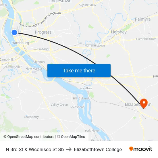 N 3rd St & Wiconisco St Sb to Elizabethtown College map