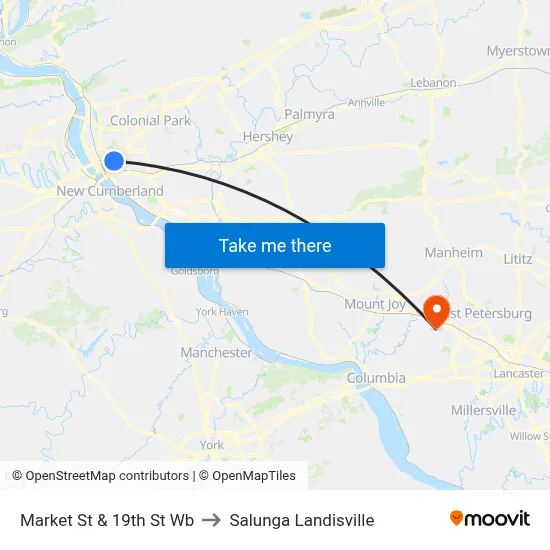 Market St & 19th St Wb to Salunga Landisville map