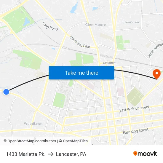 1433 Marietta Pk. to Lancaster, PA map