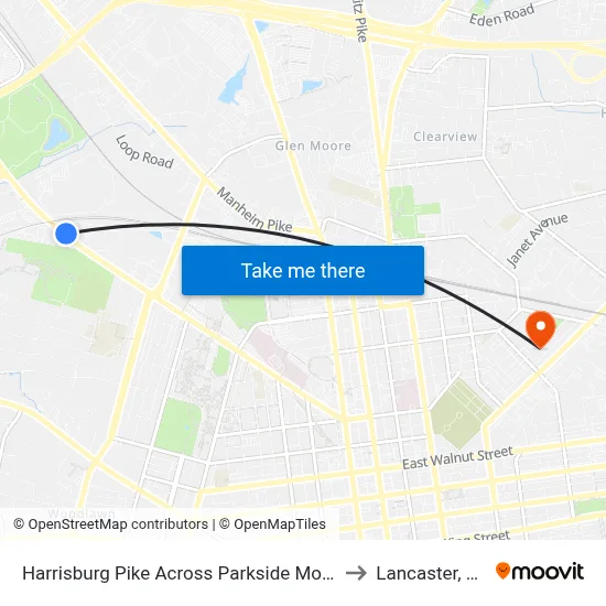 Harrisburg Pike Across Parkside Motel to Lancaster, PA map