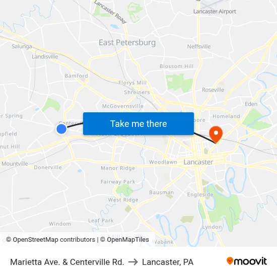 Marietta Ave. & Centerville Rd. to Lancaster, PA map