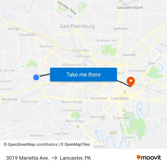 3019 Marietta Ave. to Lancaster, PA map