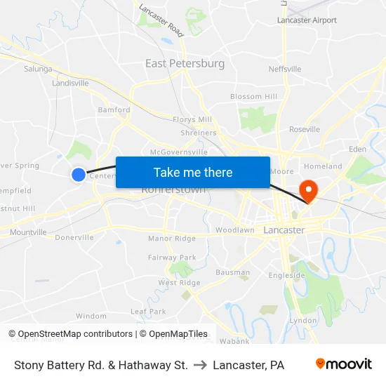 Stony Battery Rd. & Hathaway St. to Lancaster, PA map
