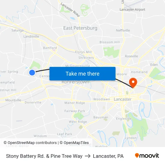 Stony Battery Rd. & Pine Tree Way to Lancaster, PA map