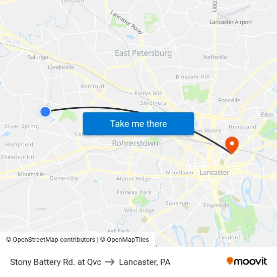 Stony Battery Rd. at Qvc to Lancaster, PA map