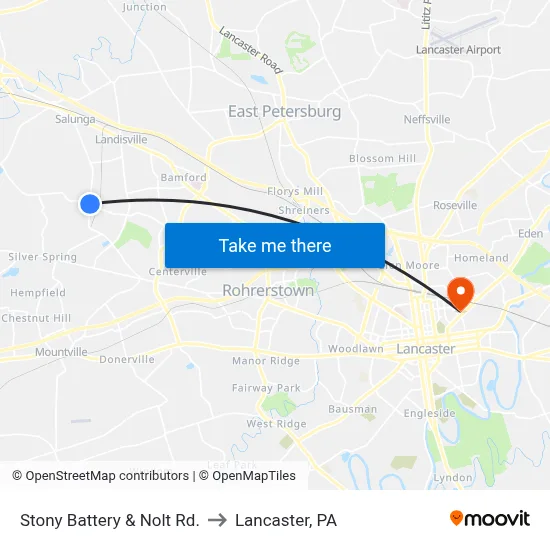 Stony Battery & Nolt Rd. to Lancaster, PA map