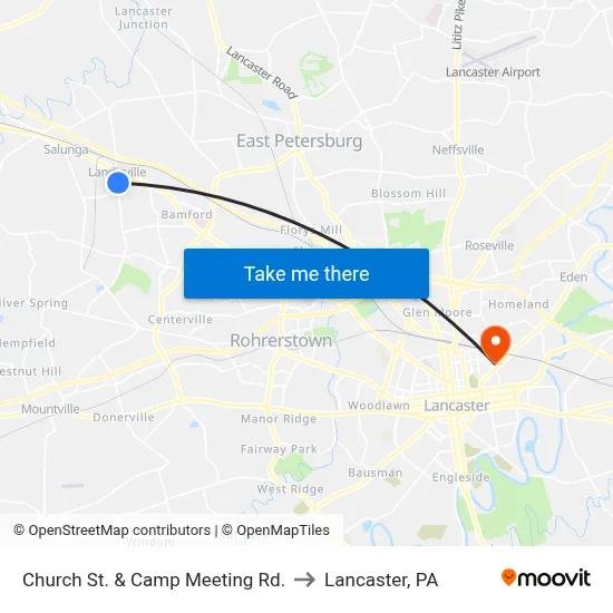 Church St. & Camp Meeting Rd. to Lancaster, PA map