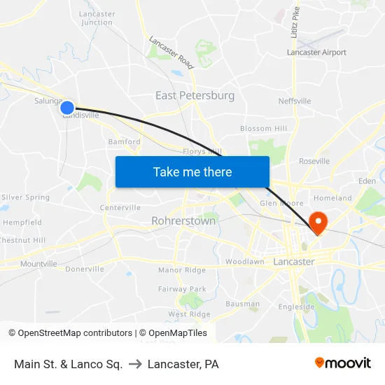 Main St. & Lanco Sq. to Lancaster, PA map