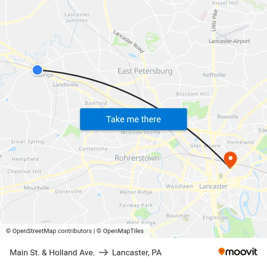 Main St. & Holland Ave. to Lancaster, PA map
