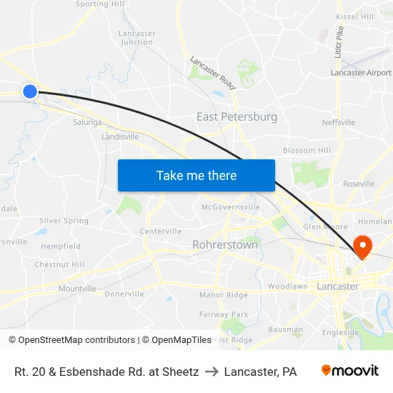 Rt. 20 & Esbenshade Rd. at Sheetz to Lancaster, PA map