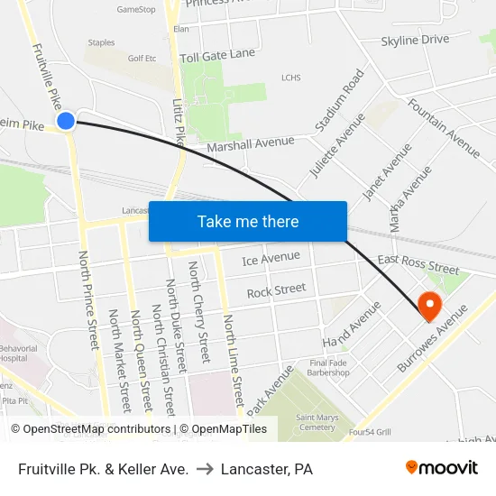 Fruitville Pk. & Keller Ave. to Lancaster, PA map