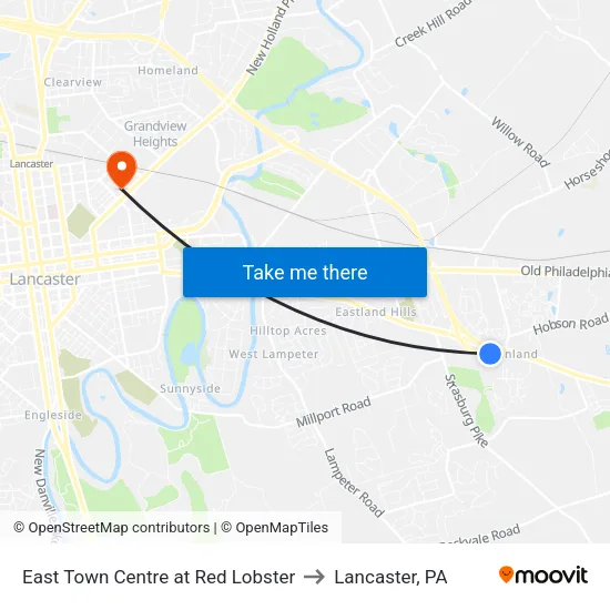 East Town Centre at Red Lobster to Lancaster, PA map