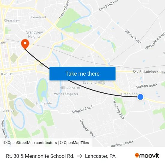 Rt. 30 & Mennonite School Rd. to Lancaster, PA map