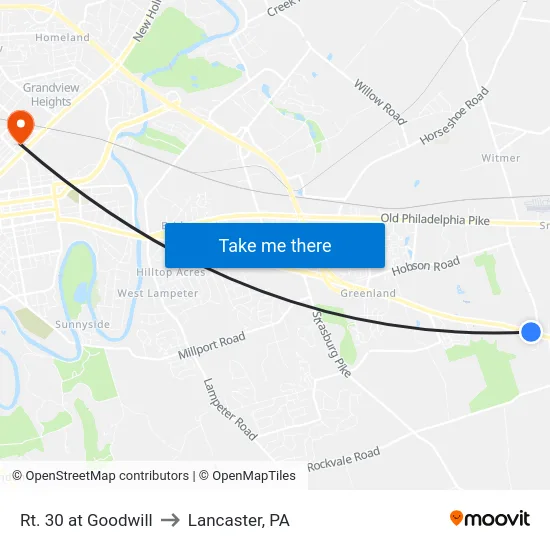 Rt. 30 at Goodwill to Lancaster, PA map