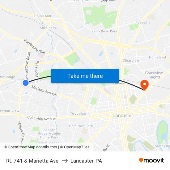 Rt. 741 & Marietta Ave. to Lancaster, PA map