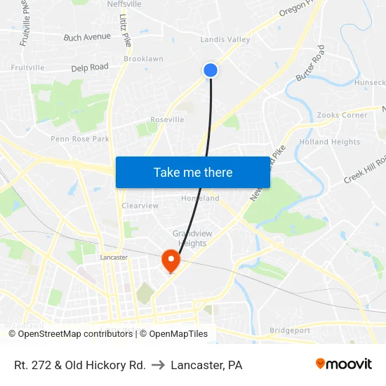 Rt. 272 & Old Hickory Rd. to Lancaster, PA map