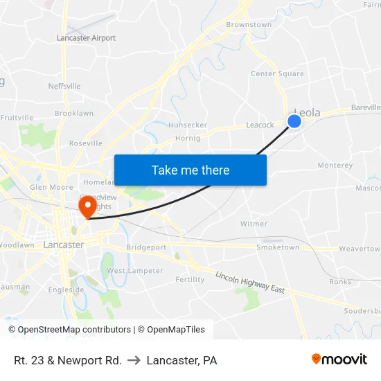 Rt. 23 & Newport Rd. to Lancaster, PA map