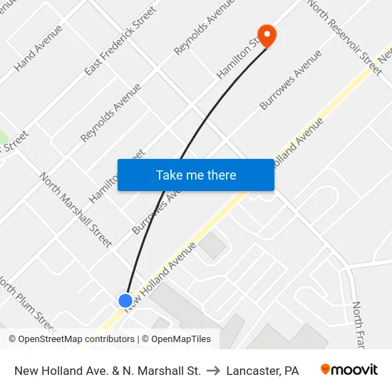 New Holland Ave. & N. Marshall St. to Lancaster, PA map