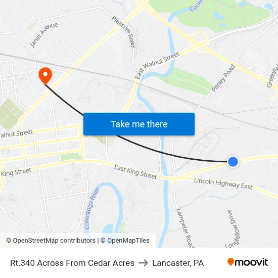 Rt.340 Across From Cedar Acres to Lancaster, PA map