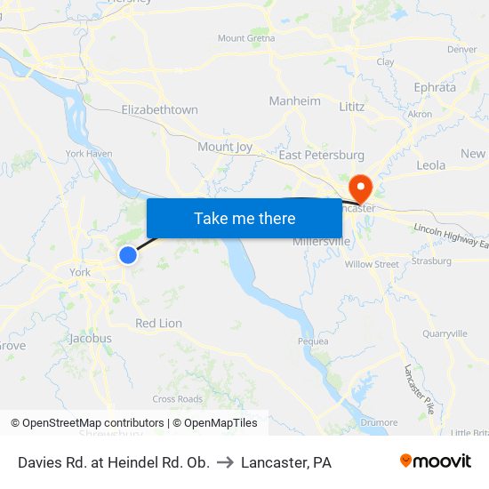 Davies Rd. at Heindel Rd. Ob. to Lancaster, PA map