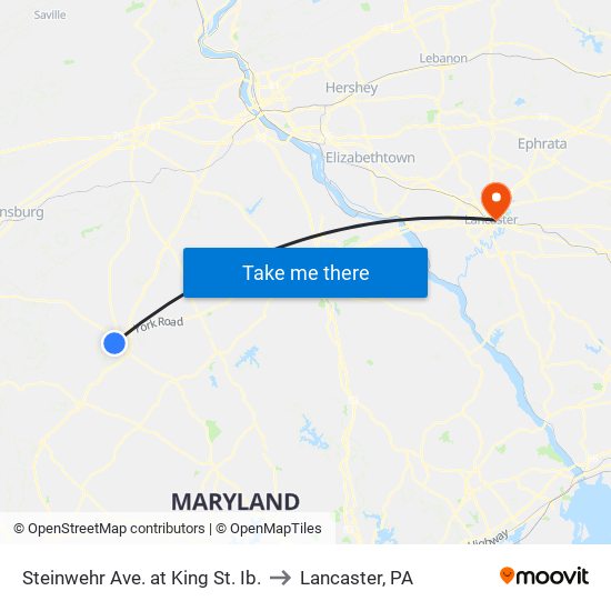 Steinwehr Ave. at King St. Ib. to Lancaster, PA map