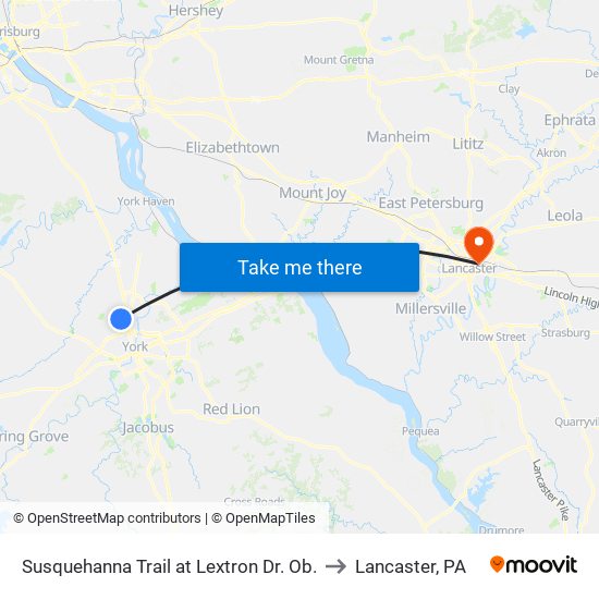 Susquehanna Trail at Lextron Dr. Ob. to Lancaster, PA map