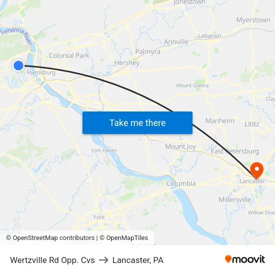 Wertzville Rd & Southmont Dr Wb to Lancaster, PA map