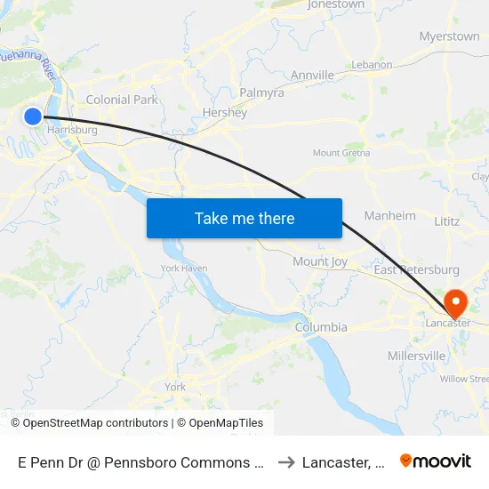 E Penn Dr @ Pennsboro Commons Eb to Lancaster, PA map