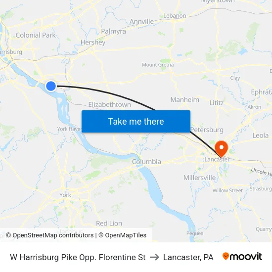W Harrisburg Pike & Florentine St Eb to Lancaster, PA map