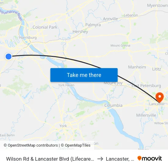Wilson Rd & Lancaster Blvd (Lifecare Hos to Lancaster, PA map