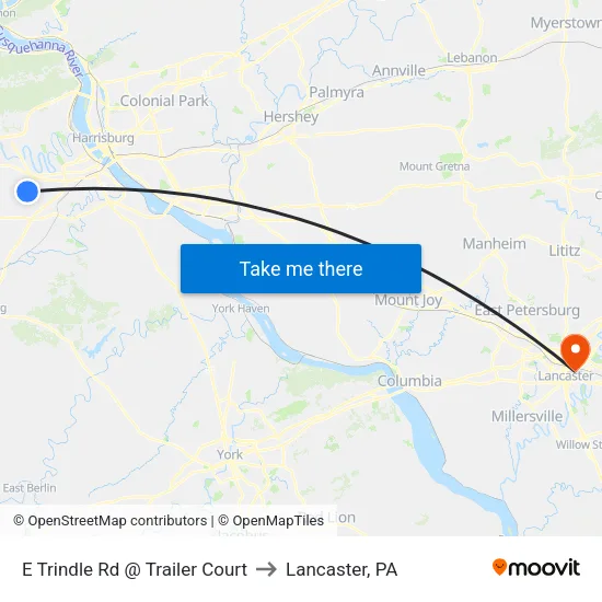 E Trindle Rd @ Trailer Court to Lancaster, PA map