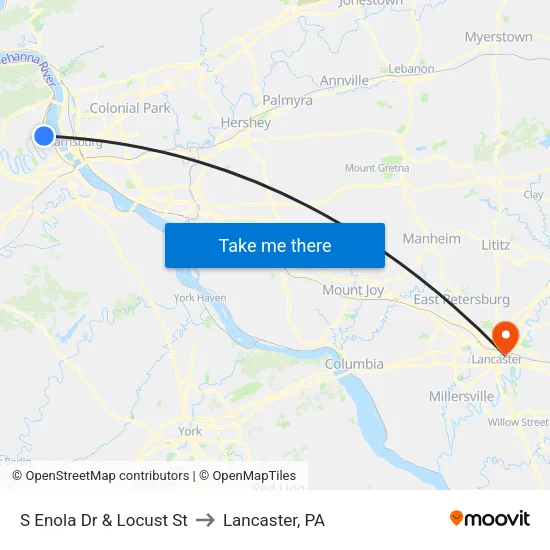 S Enola Dr & Locust St Wb to Lancaster, PA map
