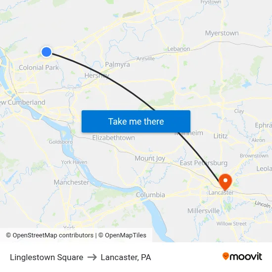 Linglestown Square to Lancaster, PA map