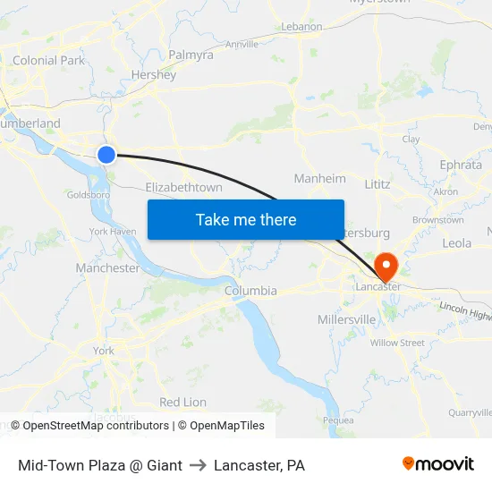 Mid-Town Plaza @ Giant to Lancaster, PA map