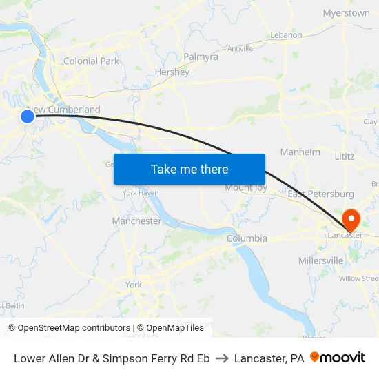 Lower Allen Dr & Simpson Ferry Rd Eb to Lancaster, PA map