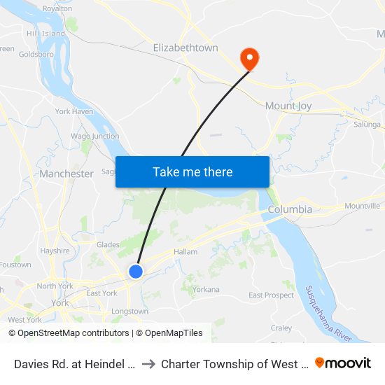 Davies Rd. at Heindel Rd. Ob. to Charter Township of West Donegal map