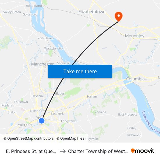 E. Princess St. at Queen St. Ib. to Charter Township of West Donegal map