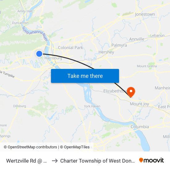 Wertzville Rd @ Cvs to Charter Township of West Donegal map