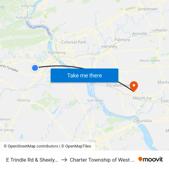 E Trindle Rd & Sheely Ln Wb to Charter Township of West Donegal map