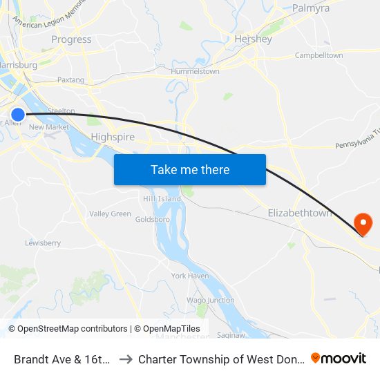 Brandt Ave & 16th St to Charter Township of West Donegal map