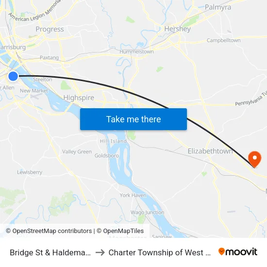 Bridge St & Haldeman Blvd to Charter Township of West Donegal map