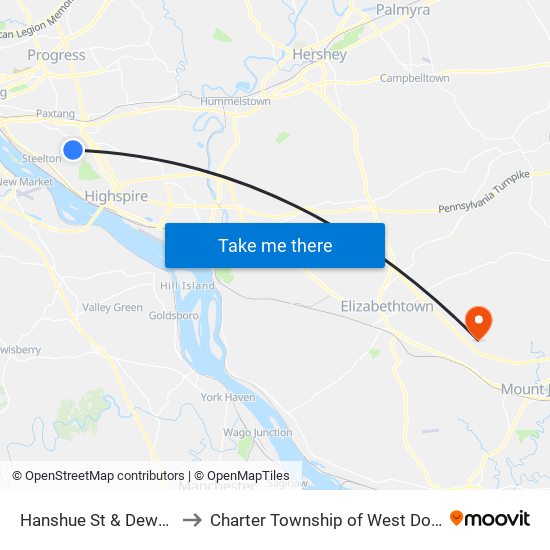 Hanshue St & Dewey St to Charter Township of West Donegal map