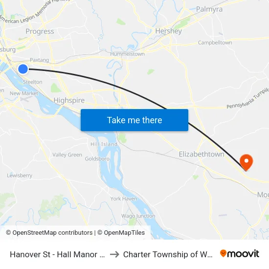 Hanover St - Hall Manor @ Bldg #49 to Charter Township of West Donegal map