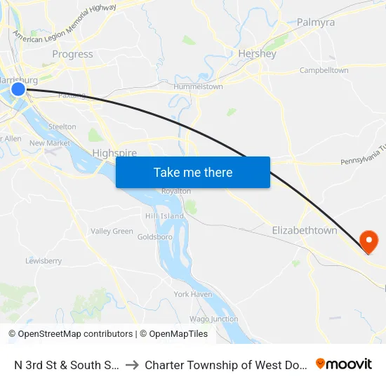 N 3rd St & South St Sb to Charter Township of West Donegal map