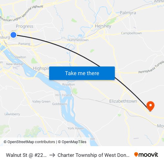 Walnut St @ #2201 to Charter Township of West Donegal map