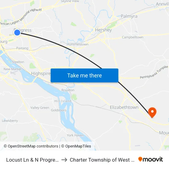 Locust Ln & N Progress Ave to Charter Township of West Donegal map