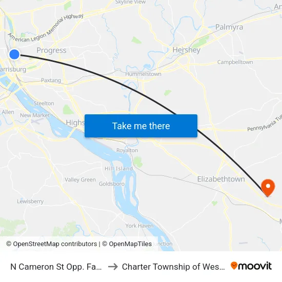 N Cameron St & Azalea Dr Nb to Charter Township of West Donegal map
