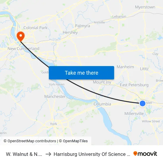 W. Walnut & N. Mary St. to Harrisburg University Of Science And Technology map
