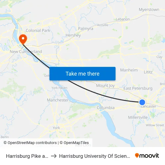 Harrisburg Pike at Donnelley to Harrisburg University Of Science And Technology map